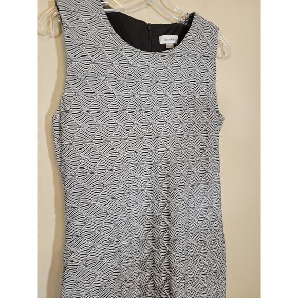 Calvin Klein Women's Textured Sheath Dress Back Zip Closure Black White Size 10 - Picture 3 of 7